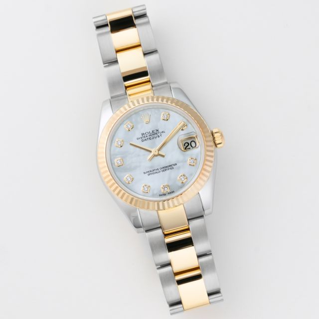 Rolex Datejust 31 178273, Steel & Gold, Mother of Pearl Diamond Dial, Oyster Bracelet