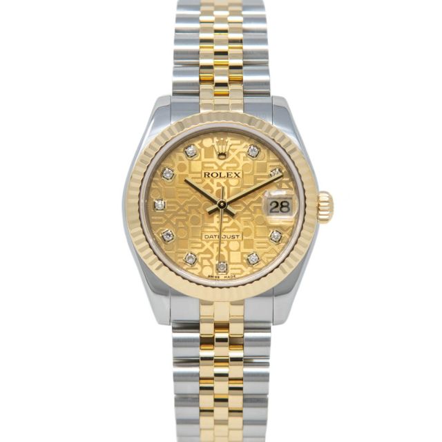 Rolex Datejust 31, Champagne Jubilee Diamond Face, Steel & Gold, 178273
