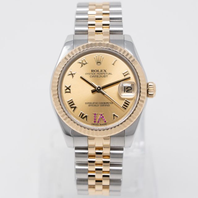 Rolex Datejust 31 178273 Wristwatch, Champagne Roman Ruby Dial, Jubilee Bracelet, Fluted Bezel