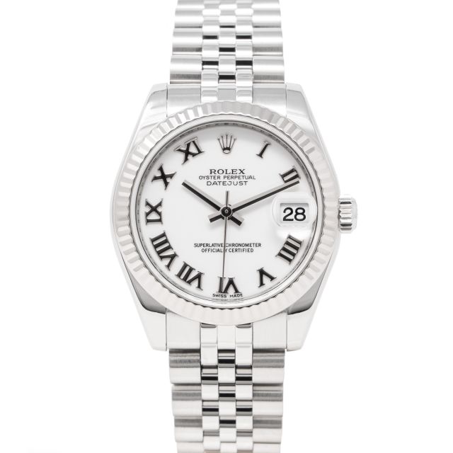 Rolex Datejust 31 178274 Wristwatch, White Roman Dial, Jubilee Bracelet, Fluted Bezel