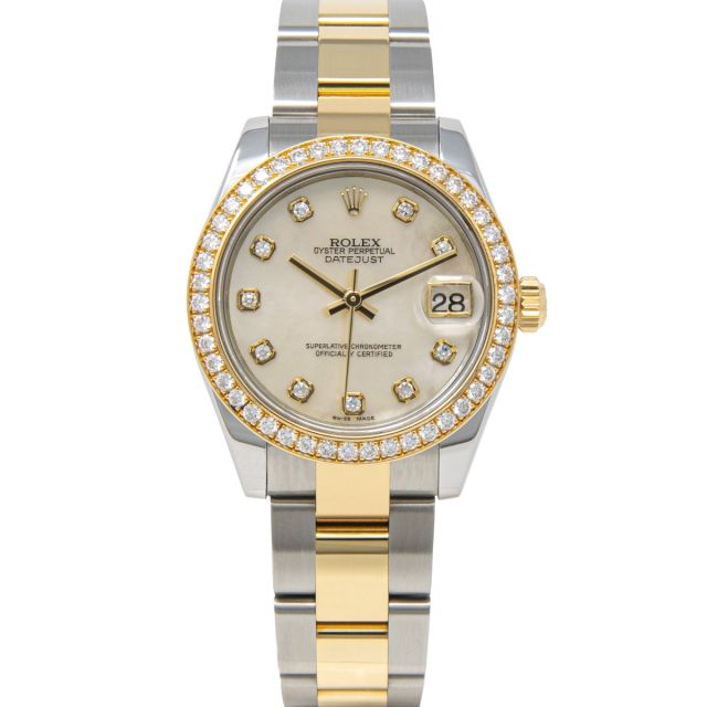 Rolex Datejust 31 178344 Wristwatch, Oyster Bracelet, Mother of Pearl Diamond Dial, Diamond Bezel