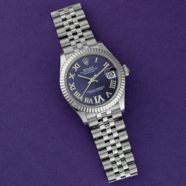 Rolex Datejust 31 278274, Steel & White Gold, Aubergine Roman VI Diamond Dial, Jubilee Bracelet, Box & Papers