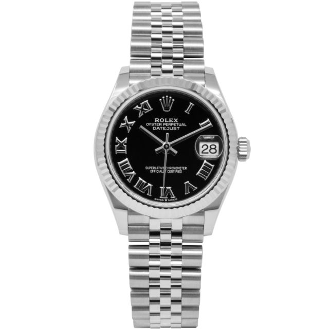 Rolex Datejust 31 278274-0002 Black Roman Dial, Fluted Bezel, Jubilee Bracelet