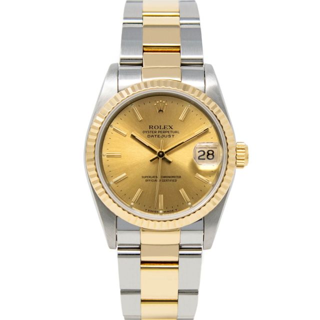 Rolex Datejust 31 68273 Wristwatch, Oyster Bracelet, Champagne Index Dial, Fluted Bezel