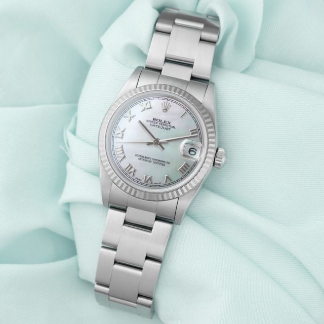 Rolex Datejust 31 68274, Steel & White Gold, Mother of Pearl Roman, Oyster Bracelet
