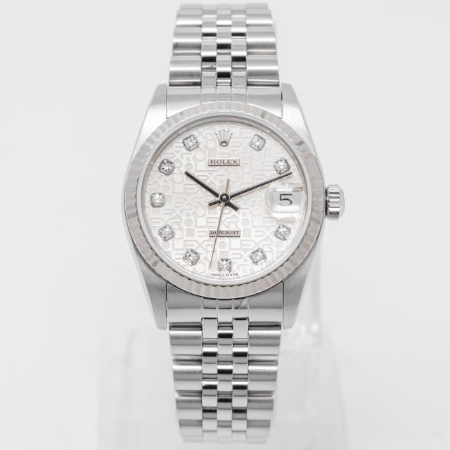Rolex Datejust 31 68274 Wristwatch, Silver Jubilee Diamond Dial, Jubilee Bracelet, Fluted Bezel