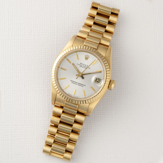Rolex Datejust 31, Yellow Gold, Silver Dial, President Bracelet, 68278, Watch Only