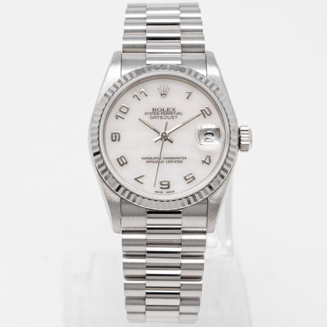 Rolex Datejust 31 68279 Wristwatch, Mother of Pearl Arabic Dial, Fluted Bezel, President Bracelet