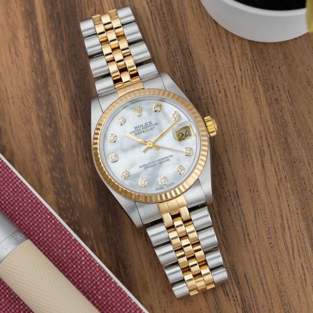 Rolex Datejust 31 78273, Steel & Yellow Gold, Mother of Pearl Diamond Dial, Jubilee Bracelet