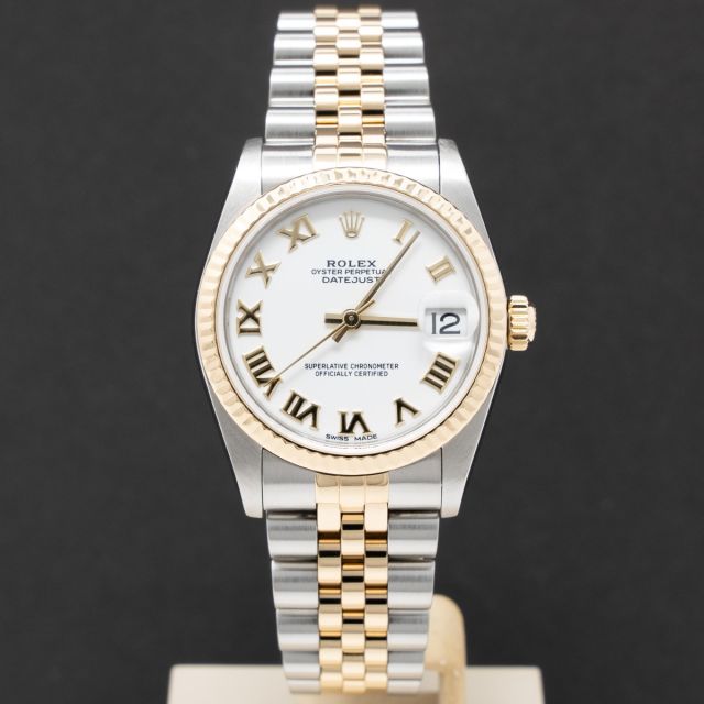 Rolex Datejust 31 78273 Wristwatch, Jubilee Bracelet, White Roman Dial, Fluted Bezel