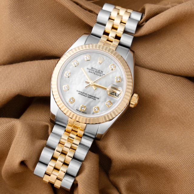 Rolex Datejust 31 178273, Steel & Gold, Mother of Pearl Diamond Dial, Jubilee Bracelet