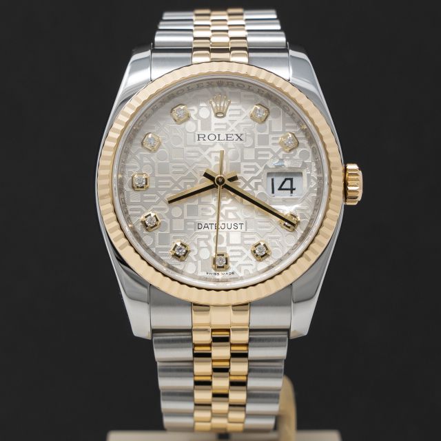 Rolex Datejust 36 116233, Steel & Gold, Silver Jubilee Diamond Dial, Jubilee Bracelet, Box & Papers, Renewed