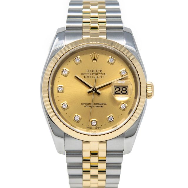 Rolex Men's Datejust 36 116233 Wristwatch, Jubilee Bracelet, Champagne Diamond Dial, Fluted Bezel