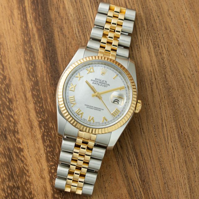 Rolex Datejust 36, Jubilee Bracelet, Steel & Gold, Mother of Pearl Roman Dial, Watch Only