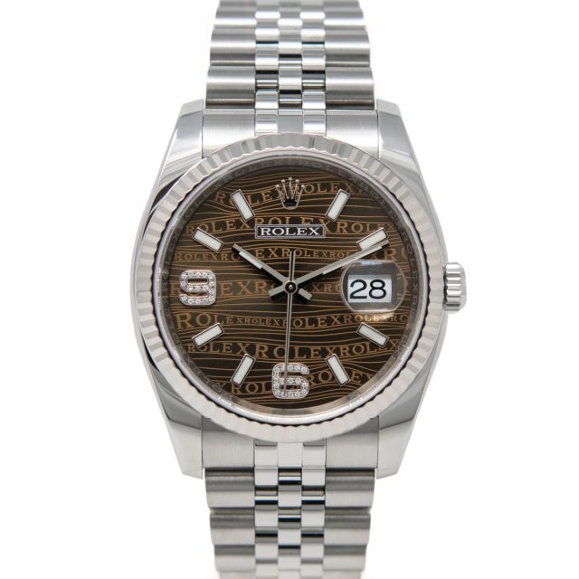 Rolex Datejust 36 116234 Wristwatch, Jubilee Bracelet, Bronze Waves Arabic Dial, Fluted Bezel