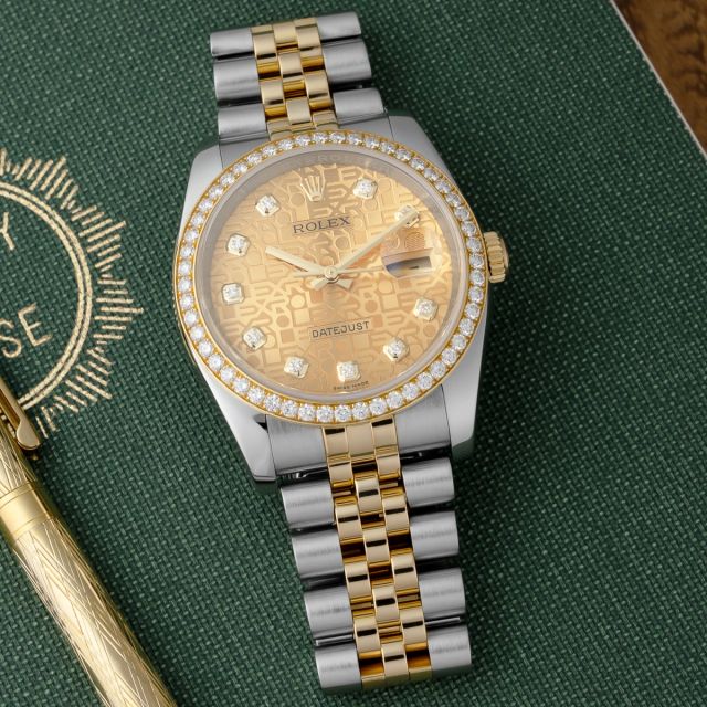 Rolex Datejust 36 116243, Steel & Gold, Champagne Jubilee Diamond Dial, Jubilee Bracelet