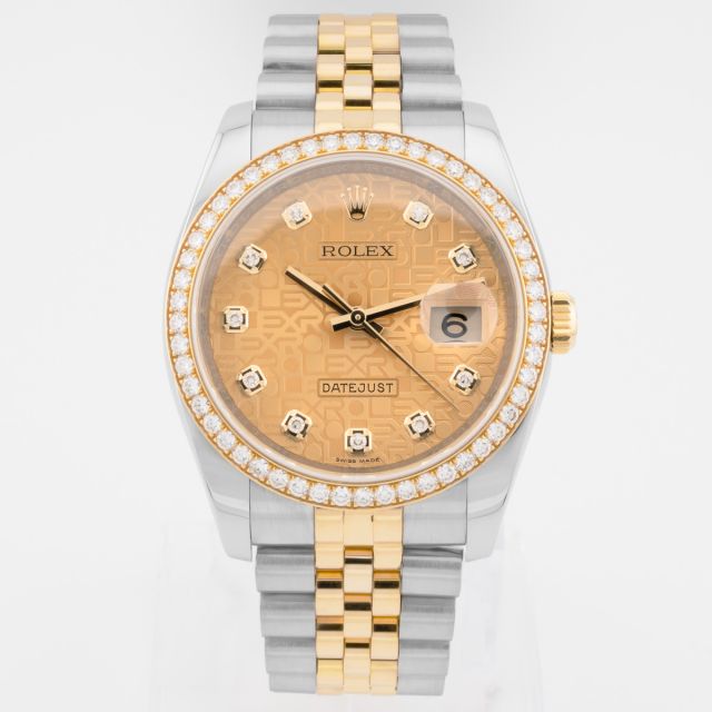 Rolex Datejust 36 116243, Gold & Steel, Champagne Jubilee Diamond Dial, Jubilee Bracelet