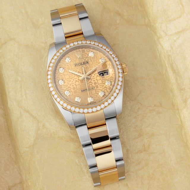 Rolex Datejust 36 116243, Steel & Gold, Champagne Jubilee Diamond Dial, Oyster Bracelet