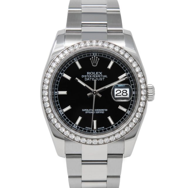 Rolex datejust black discount dial diamond bezel