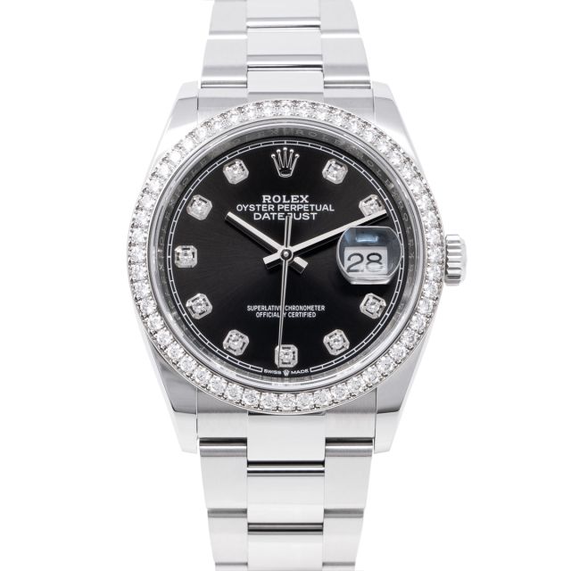 Silver rolex with black face best sale