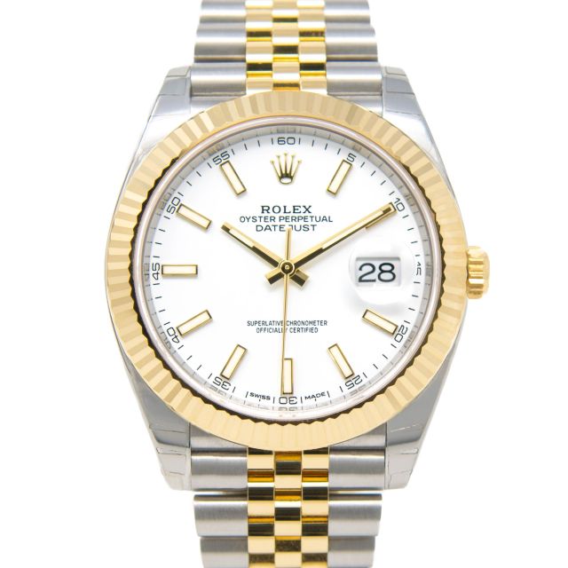 New Rolex Datejust 41, White Face, Steel & Yellow Gold, 126333
