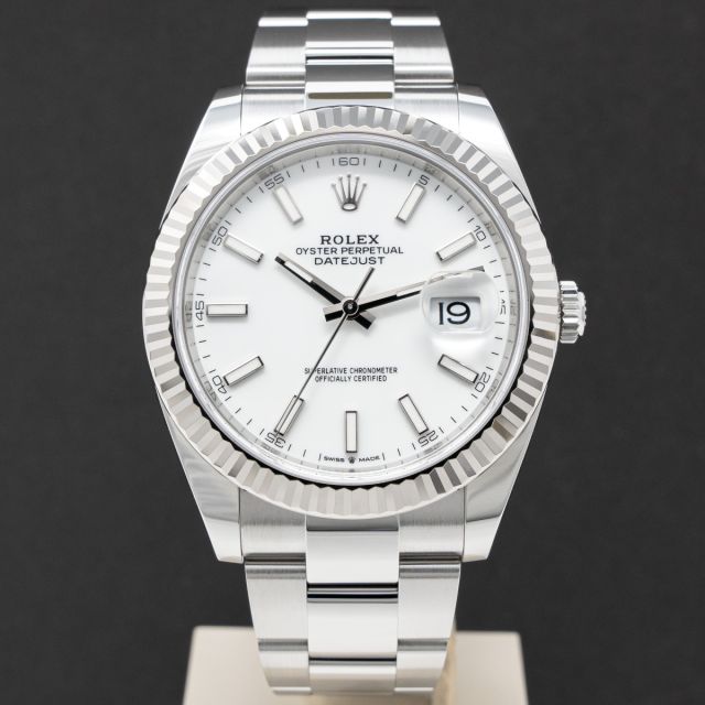 Rolex Datejust 41 126334 Wristwatch Oyster Bracelet White Dial Fluted Bezel