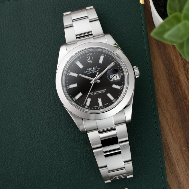 Rolex Datejust II 116300, Stainless Steel, Black Dial, Oyster Bracelet, Box & Papers, Renewed
