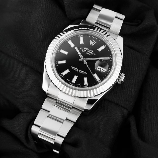 Rolex Datejust II 116334, Steel & White Gold, Black Index Dial, Oyster Bracelet