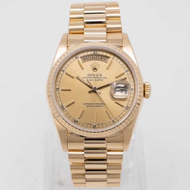 Rolex Day-Date 36, President Bracelet, Champagne Dial, Yellow Gold, 18238