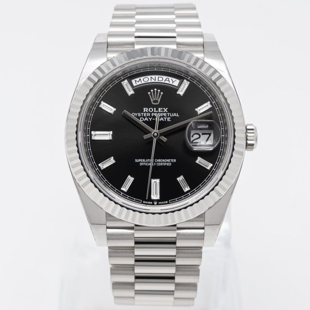 Rolex day date 40 black diamond dial cheap