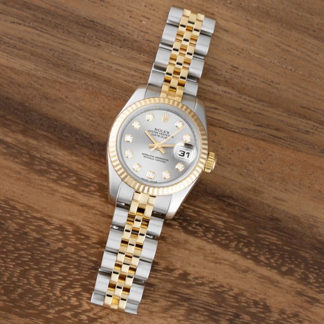 Rolex Lady-Datejust 26 179173, Steel & Yellow Gold, Silver Diamond Dial, Jubilee Bracelet