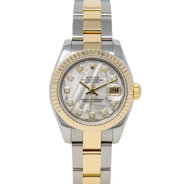Rolex Lady Datejust 179173 Wristwatch, Oyster Bracelet, Meteorite Diamond Dial, Fluted Bezel