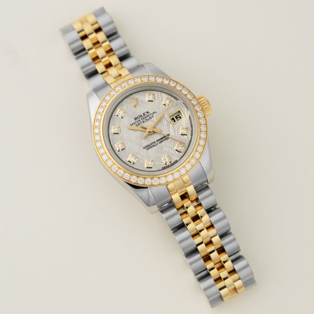 Rolex Lady-Datejust 26 179383, Steel & Yellow Gold, Meteorite Diamond Dial, Jubilee Bracelet, Renewed