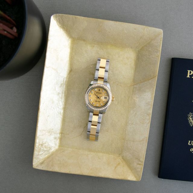 Rolex Lady-Datejust 179383 Wristwatch, Oyster Bracelet, Champagne Jubilee Diamond, Diamond Bezel