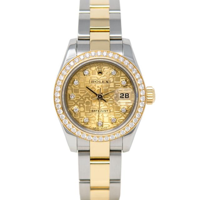 Rolex Lady-Datejust 179383 Wristwatch, Oyster Bracelet, Champagne Jubilee Diamond, Diamond Bezel