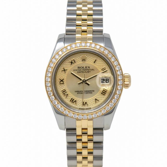 Rolex Lady-Datejust 179383 Wristwatch, Jubilee Bracelet, Decorated Mother of Pearl Roman Dial, Diamond Bezel