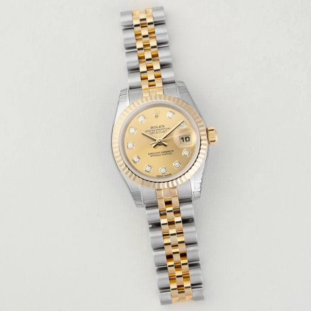 Rolex Lady-Datejust 26 179173, Gold & Steel, Champagne Diamond Dial, Jubilee Bracelet
