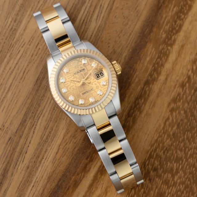 Rolex Lady-Datejust 26, 179173, Steel & Gold, Champagne Jubilee Diamond Dial, Oyster Bracelet, Renewed
