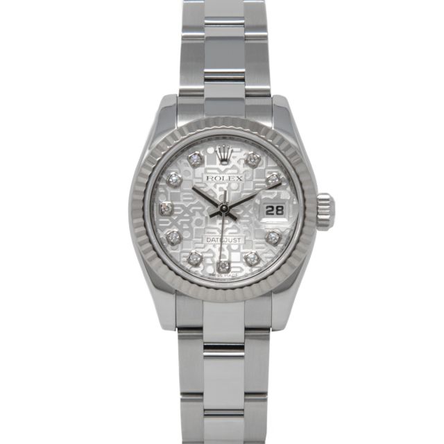 Rolex Lady-Datejust 26 179174 Wristwatch, Oyster Bracelet, Silver Jubilee Diamond Dial, Fluted Bezel