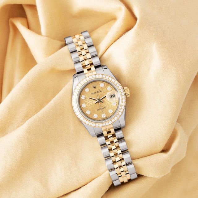 Rolex Lady-Datejust 179383 Wristwatch, Champagne Jubilee Diamond Dial, Jubilee Bracelet,