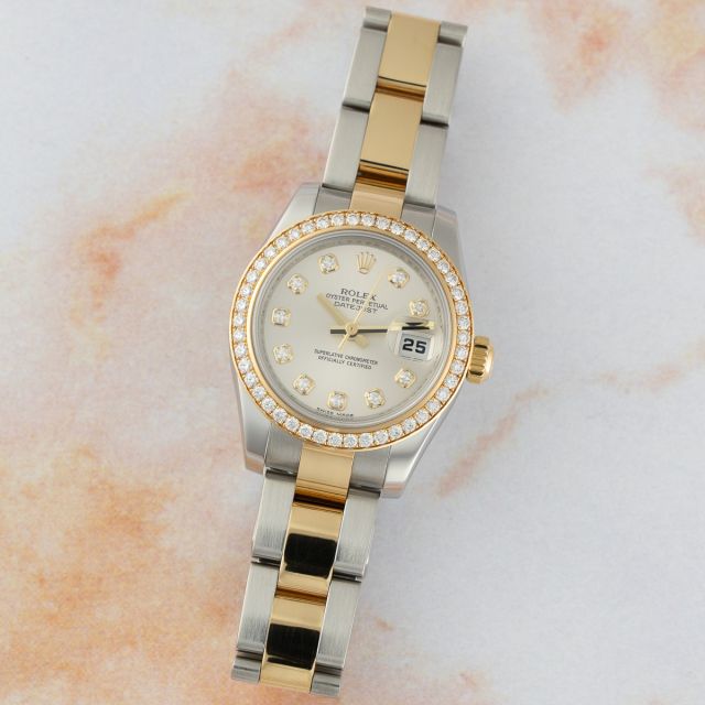 Rolex Lady-Datejust 26 179383, Steel & Yellow Gold, Silver Diamond Dial, Oyster Bracelet, Box & Papers