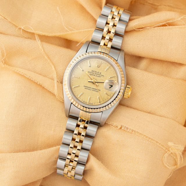 Rolex Lady-Datejust 26 69173, Steel & Yellow Gold, Champagne Linen Dial, Jubilee Bracelet