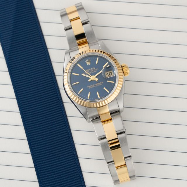 Rolex Lady-Datejust 26 79173 Wristwatch, Steel & Gold, Blue Index Dial, Oyster Bracelet, Watch Only