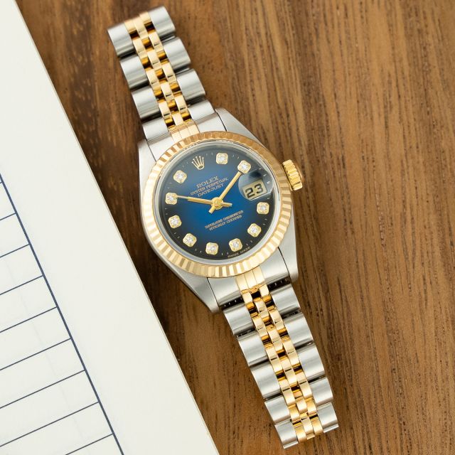 Rolex Lady-Datejust 26 79173, Steel & Gold, Blue Vignette Diamond Dial, Jubilee Bracelet, Watch Only