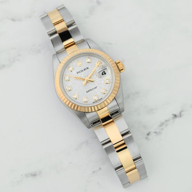Rolex Lady-Datejust 26 79173 Wristwatch, Silver Jubilee Diamond Dial, Fluted Bezel, Oyster Bracelet