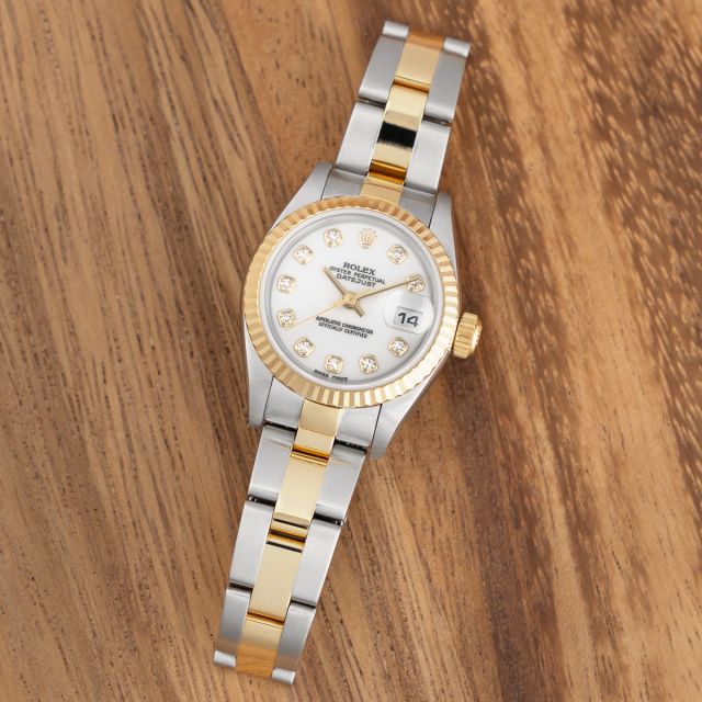 Rolex Lady-Datejust 26 79173, Steel & Gold, White Diamond Dial, Oyster Bracelet
