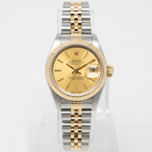 Rolex Lady-Datejust 26 79173 Wristwatch - Champagne Dial, Jubilee Bracelet, Fluted Bezel