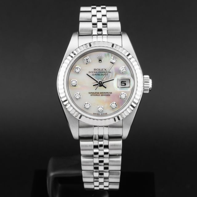 Rolex Lady-Datejust 26 79174 Wristwatch, Mother of Pearl Diamond Dial, Jubilee Bracelet, Fluted Bezel