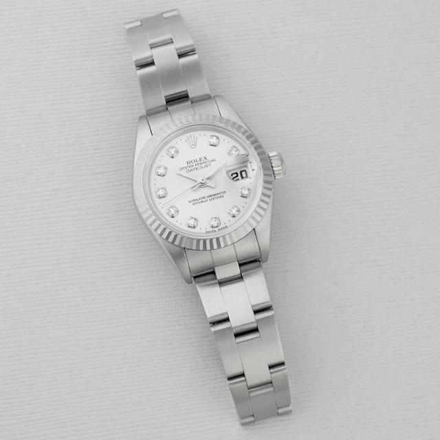 Rolex Lady-Datejust 26, 79174, Steel & White Gold, Silver Diamond Dial, Oyster Bracelet, Box Only, Renewed