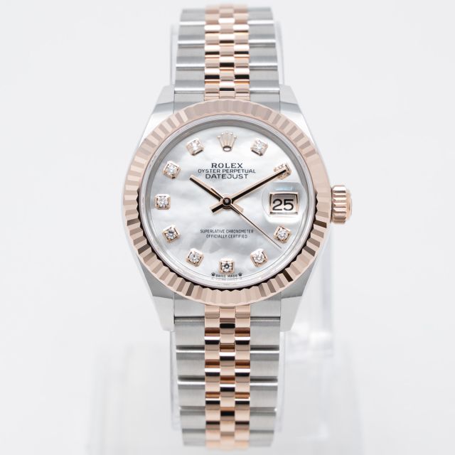 Rolex Lady-Datejust 279171 Wristwatch, Jubilee Bracelet, Mother of Pearl Diamond Dial, Fluted Bezel